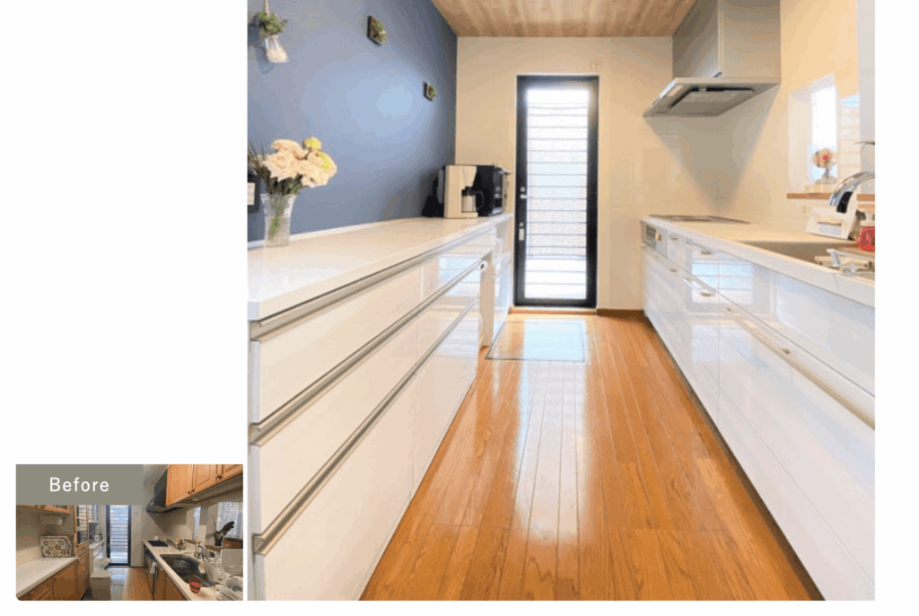 100万円の予算でキッチン交換を中心に、壁紙や収納の見直し