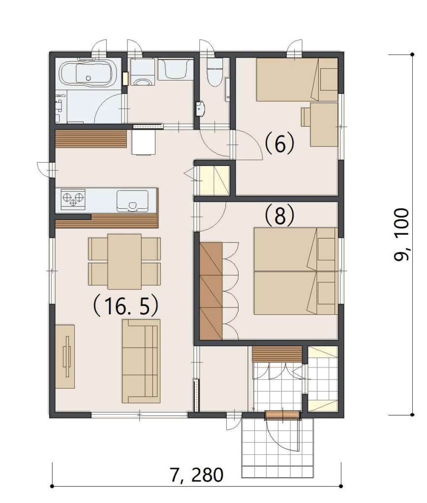20坪前後の場合は、コンパクトな平屋プランが中心