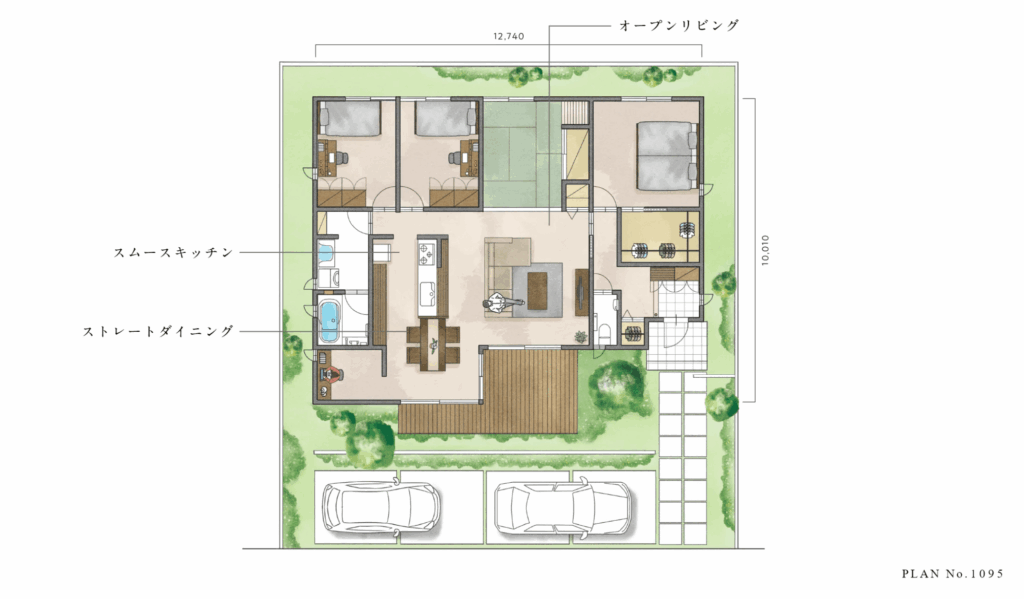 35坪前後になると、平屋でもかなりゆとりのある間取りが選べる