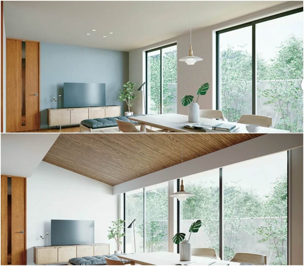 天井デザインも、勾配天井にすることが可能