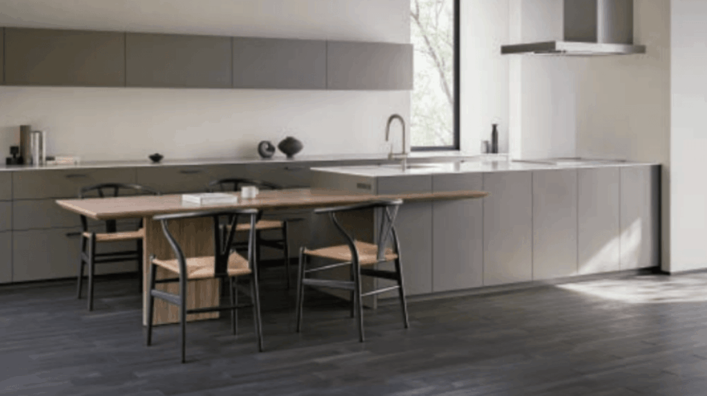 また、ジェルモーリオの大きな特徴と言えるのが、キッチンとダイニングテーブルを一体化できるデザインです。
