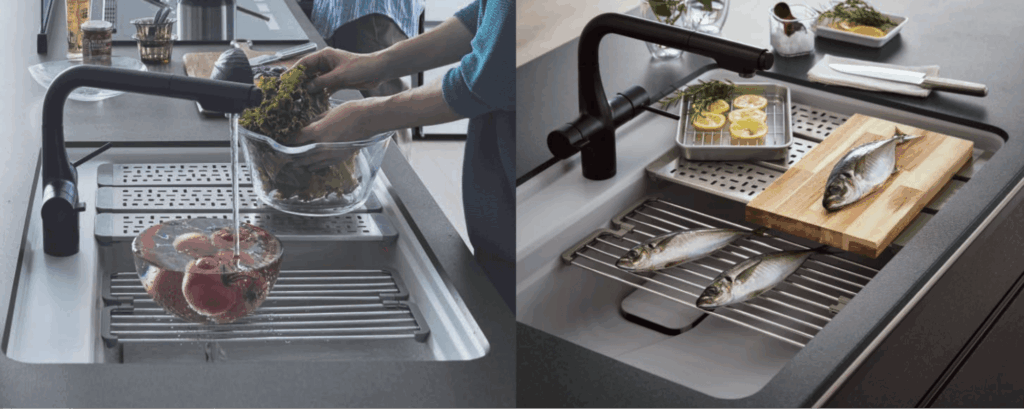 標準装備として、折りたたみ式のスムースワークプレートが付いています